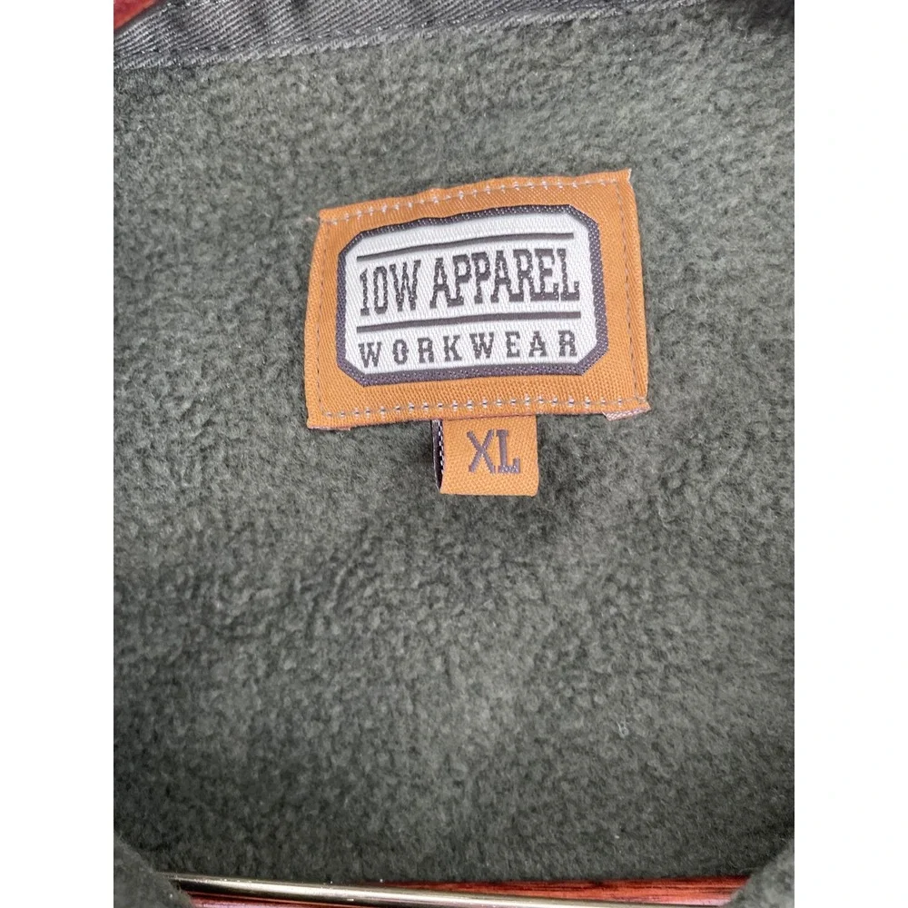 10W Apparel Workwear Shirt Jacket Mens XL Green Chore Fleece Lined Shacket - Picture 2 of 8